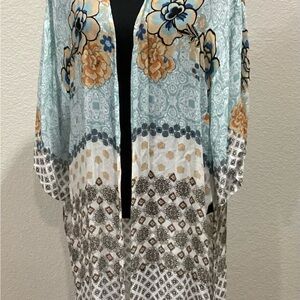 Mossimo Floral Kimono with Blue and Brown Accents